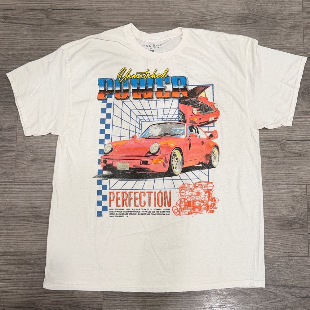 PacSun Los Angeles Ultimate Power Perfection Porsche 911 Tee Men’s Size Large